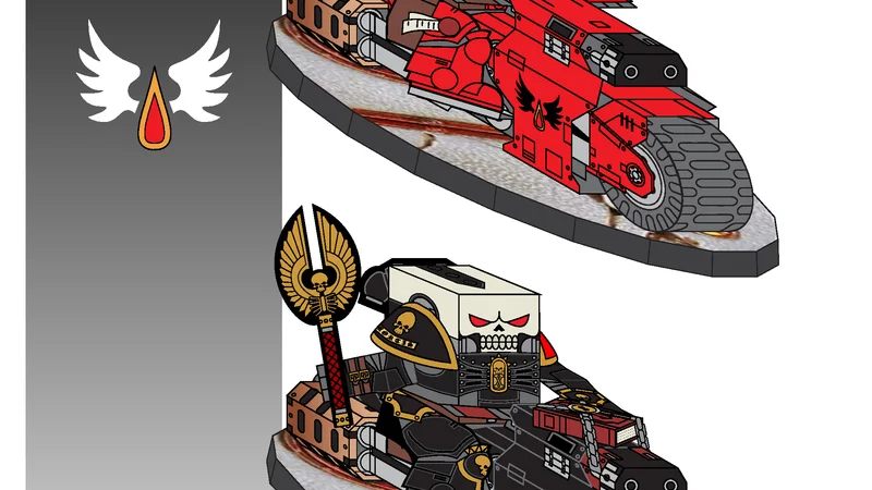 Blood Angels Primaris Outriders and Chaplain (Chibi)