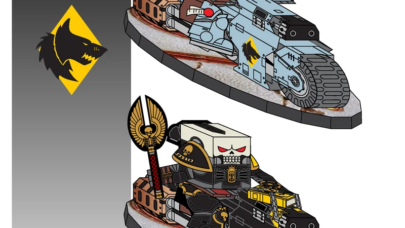 Space Wolf Primaris Outriders and Chaplain (Chibi)